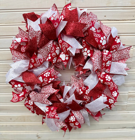 Festive Red & White Holiday Wreath
