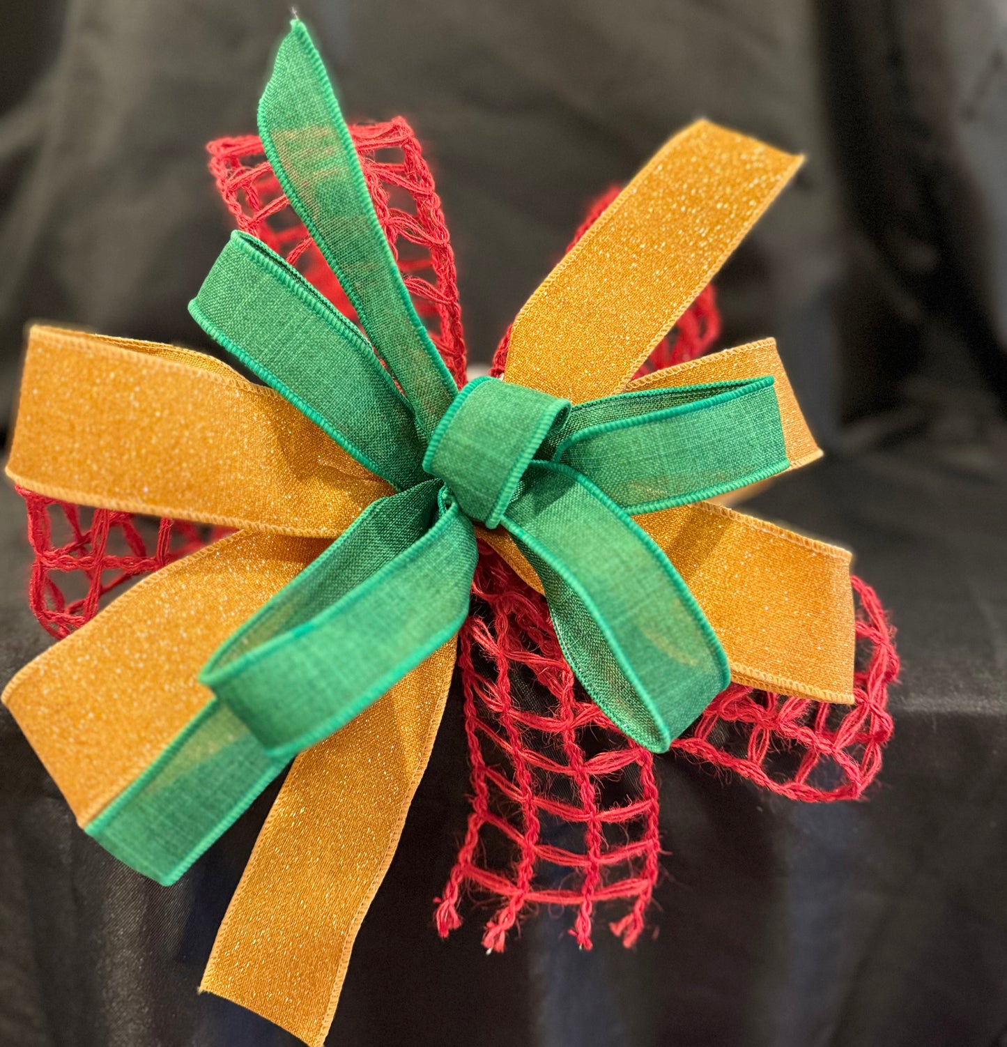 Emerald & Gold Sparkle Holiday Bow