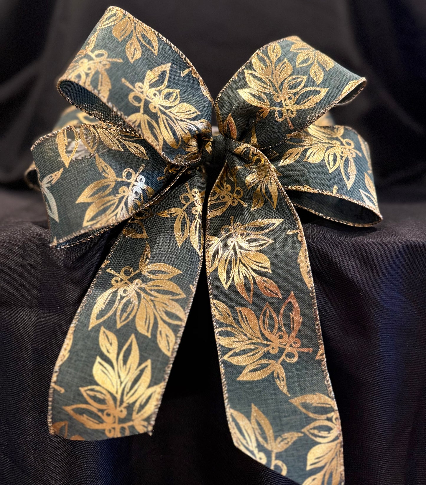 Elegant Gold Leaf Ribbon Bow