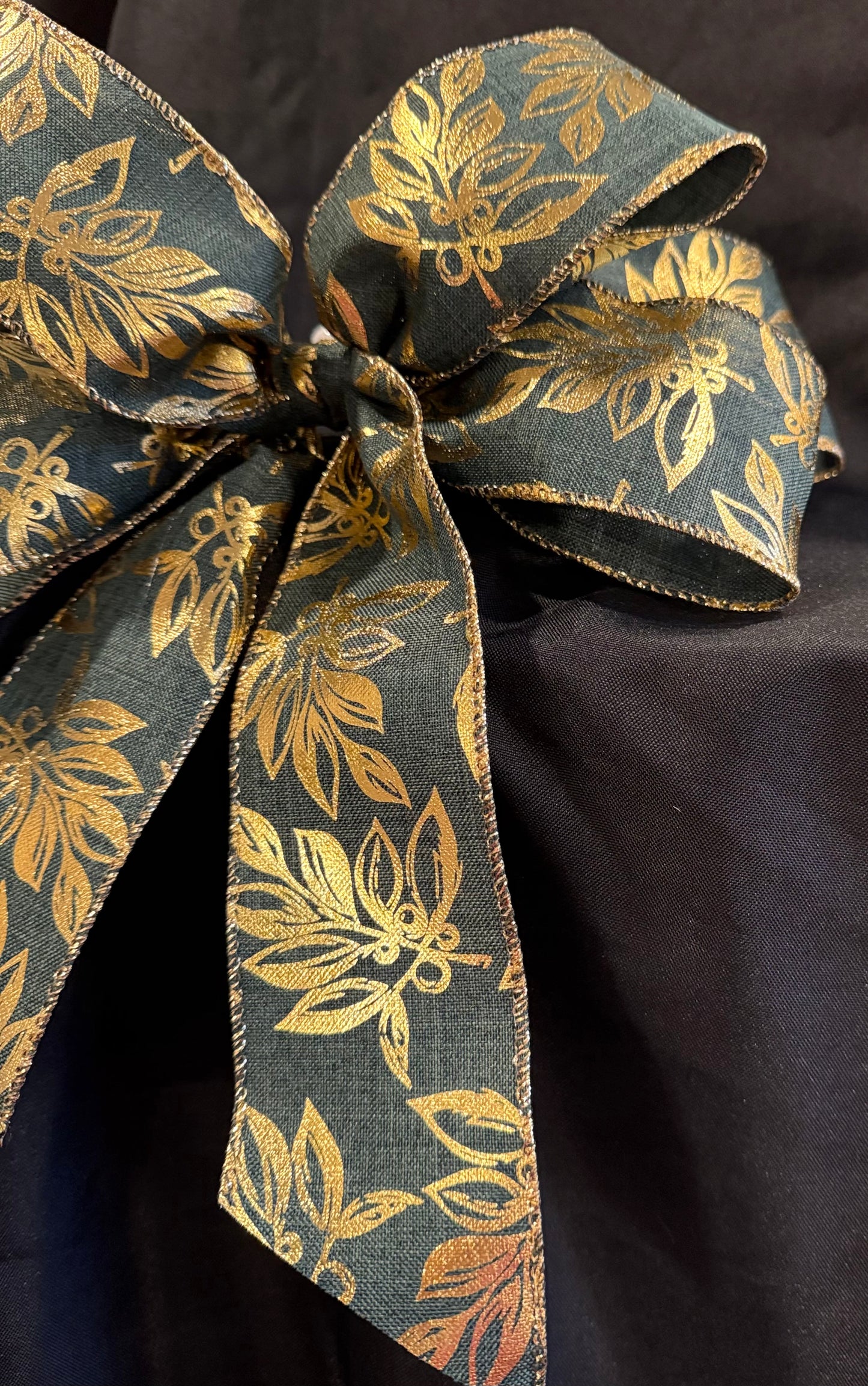Elegant Gold Leaf Ribbon Bow