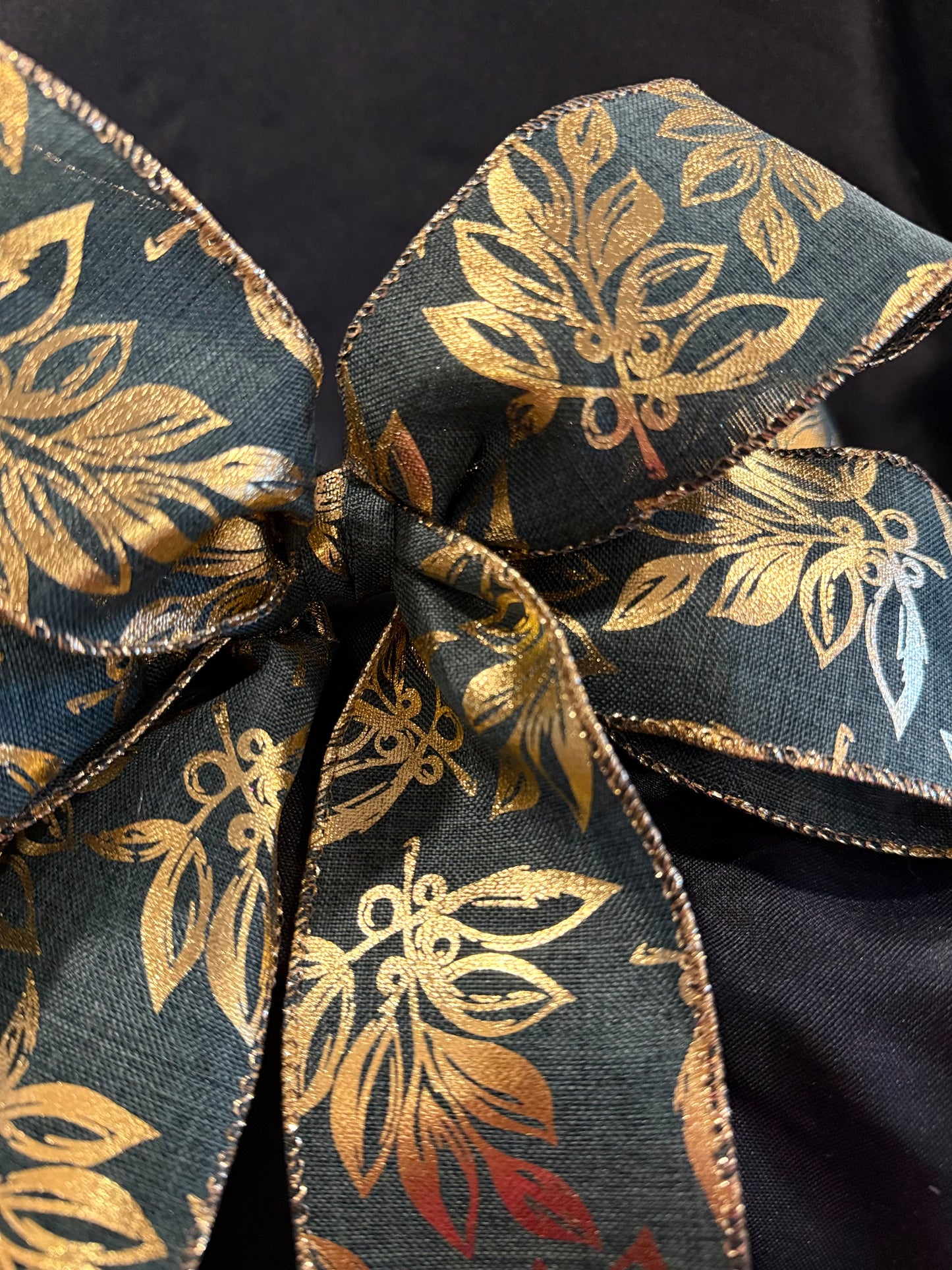 Elegant Gold Leaf Ribbon Bow