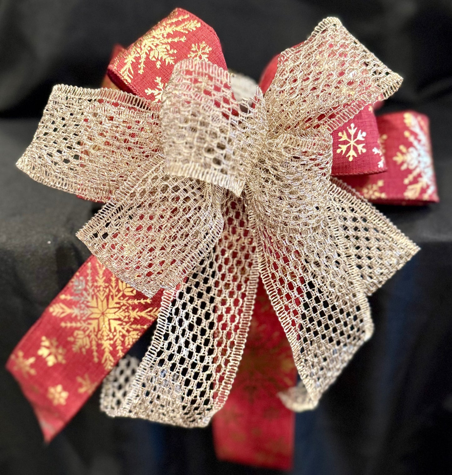 Classic Red & Gold Snowflake Bow