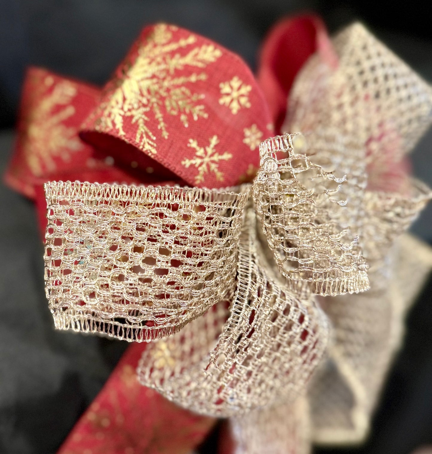 Classic Red & Gold Snowflake Bow