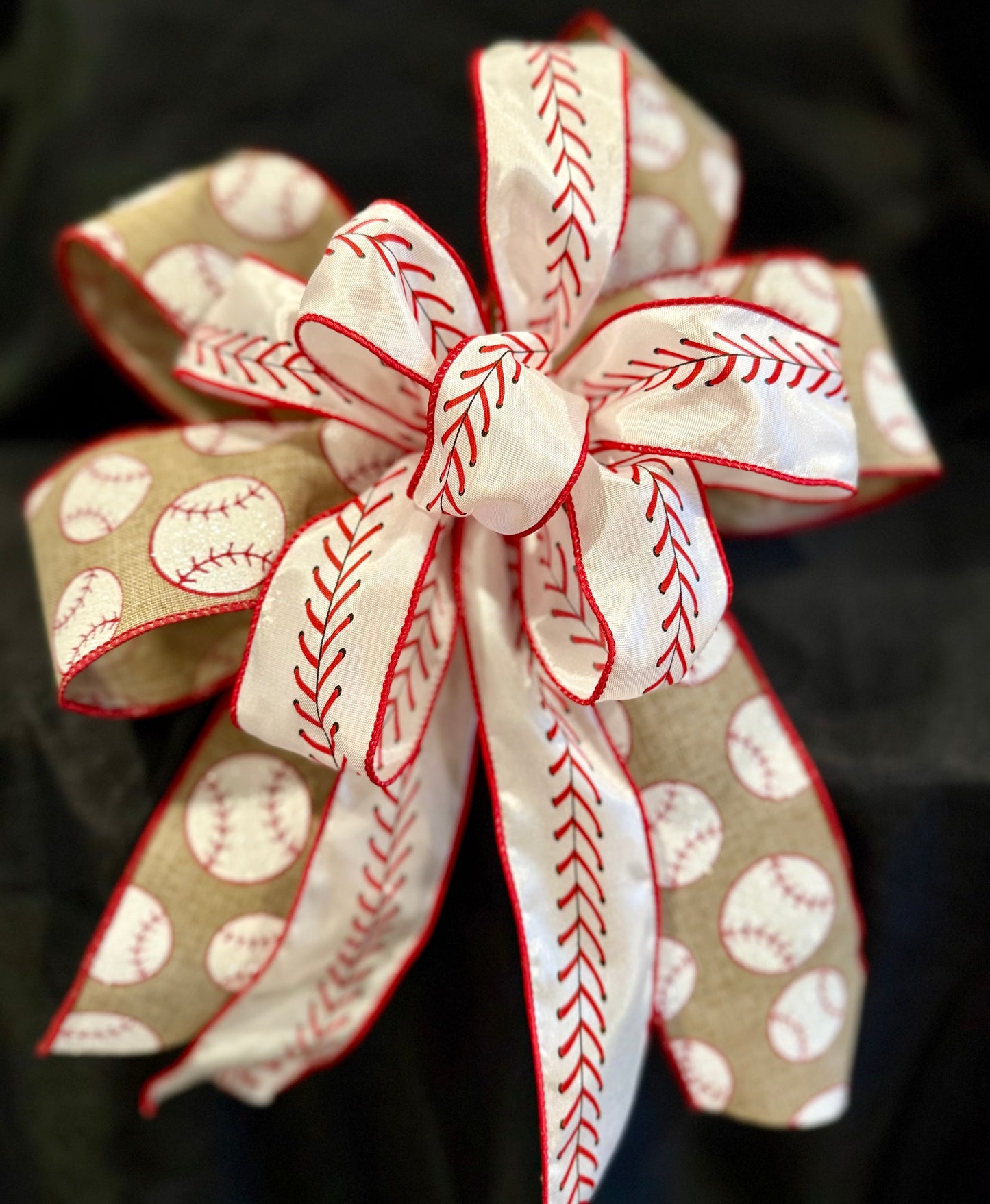 Baseball Fan Burlap & Stitch Ribbon Bow