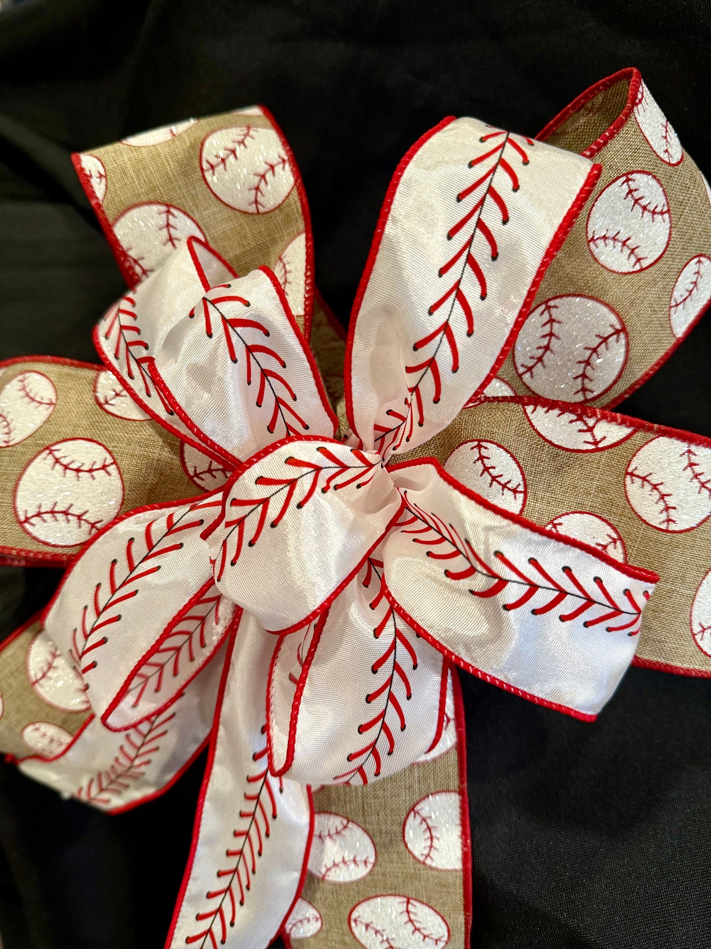 Baseball Fan Burlap & Stitch Ribbon Bow
