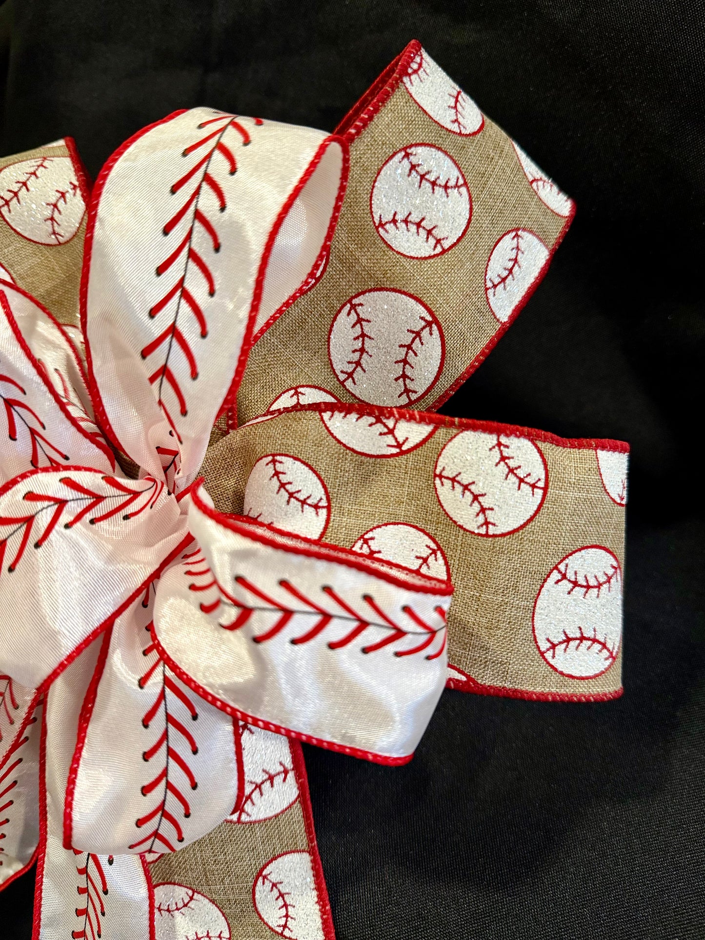 Baseball Fan Burlap & Stitch Ribbon Bow