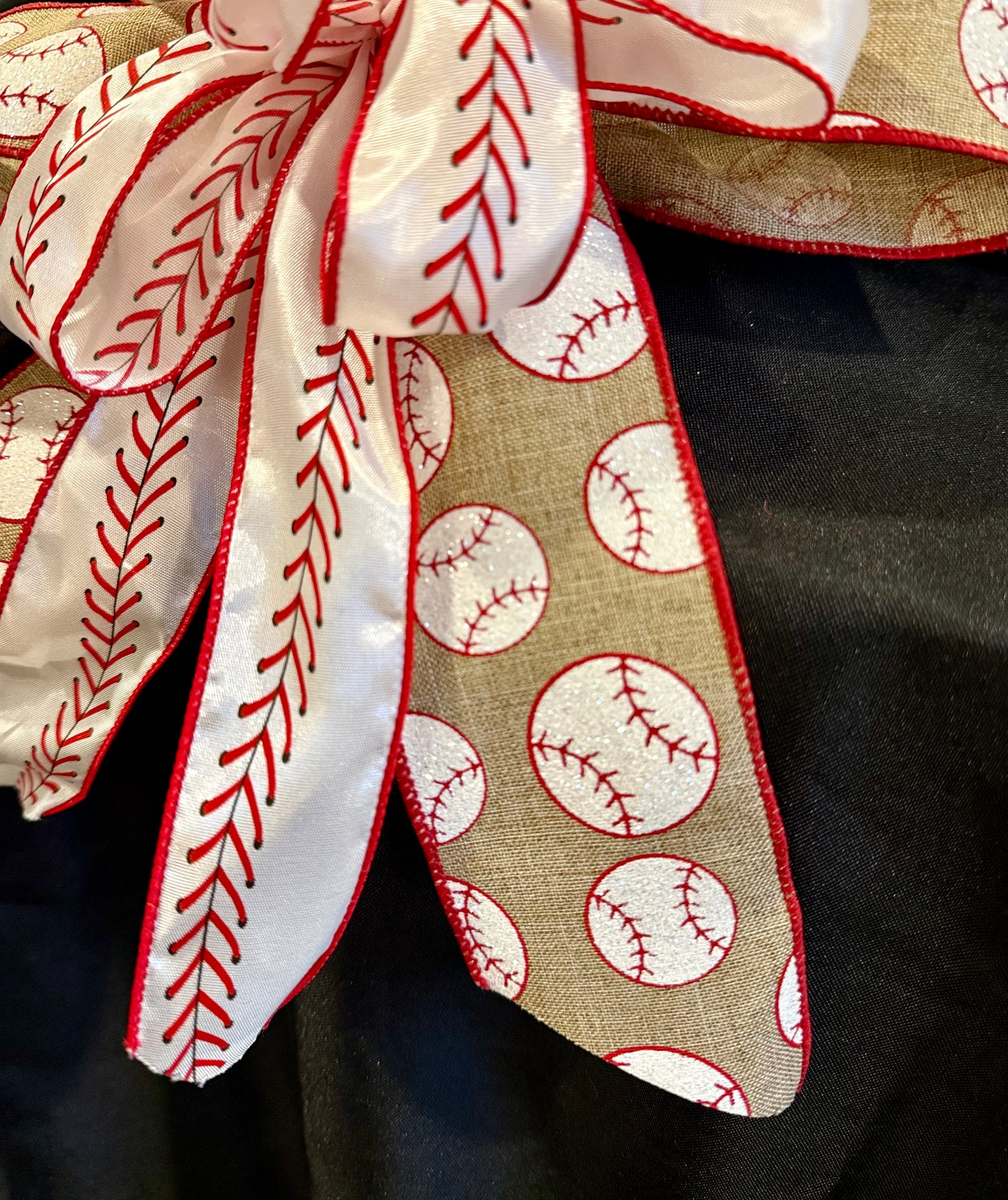 Baseball Fan Burlap & Stitch Ribbon Bow