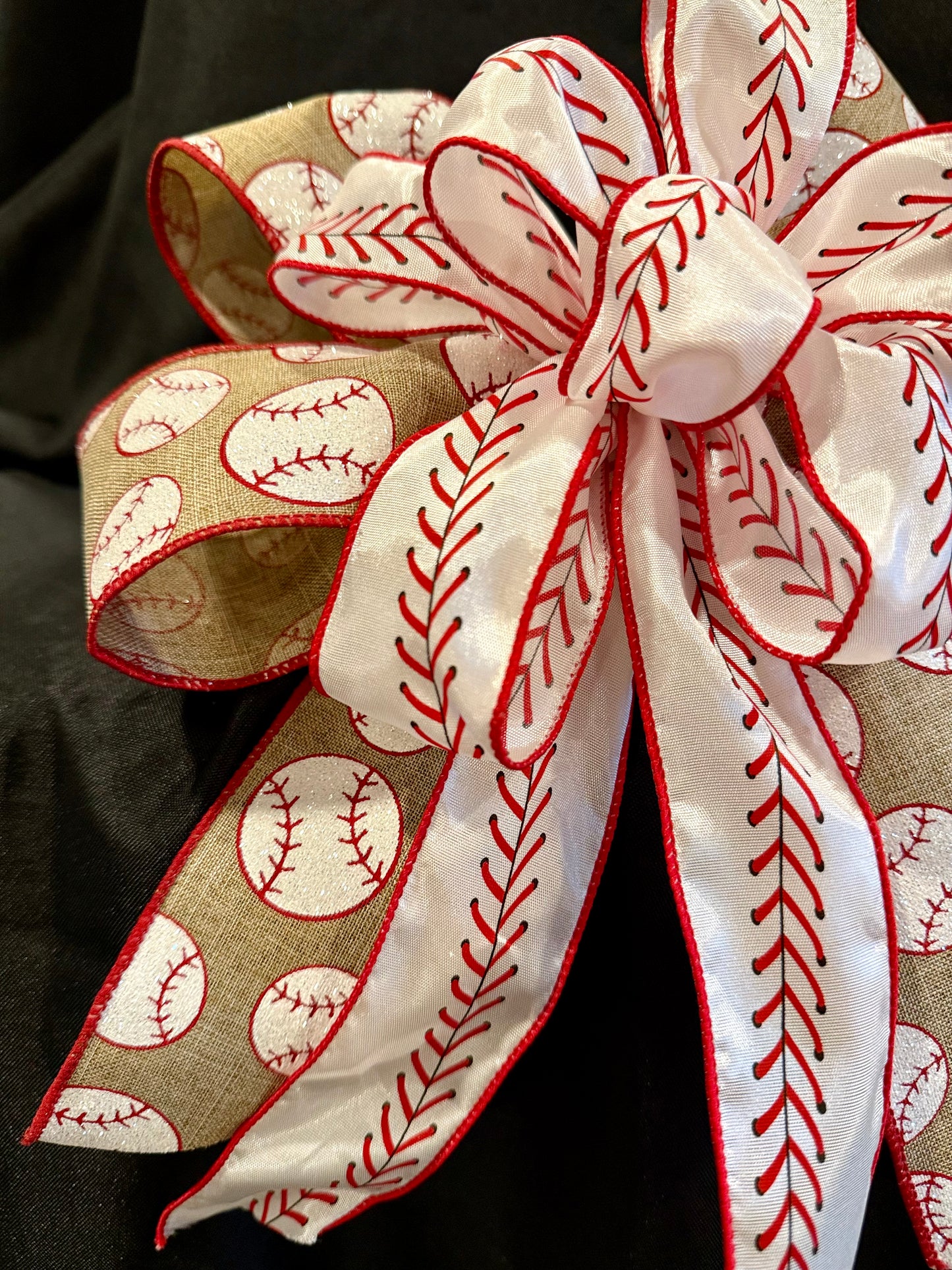 Baseball Fan Burlap & Stitch Ribbon Bow