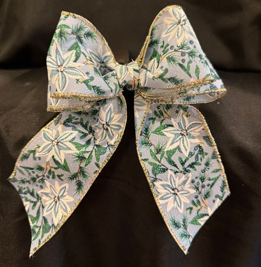 Winter Poinsettia Ribbon Bow with Gold Trim