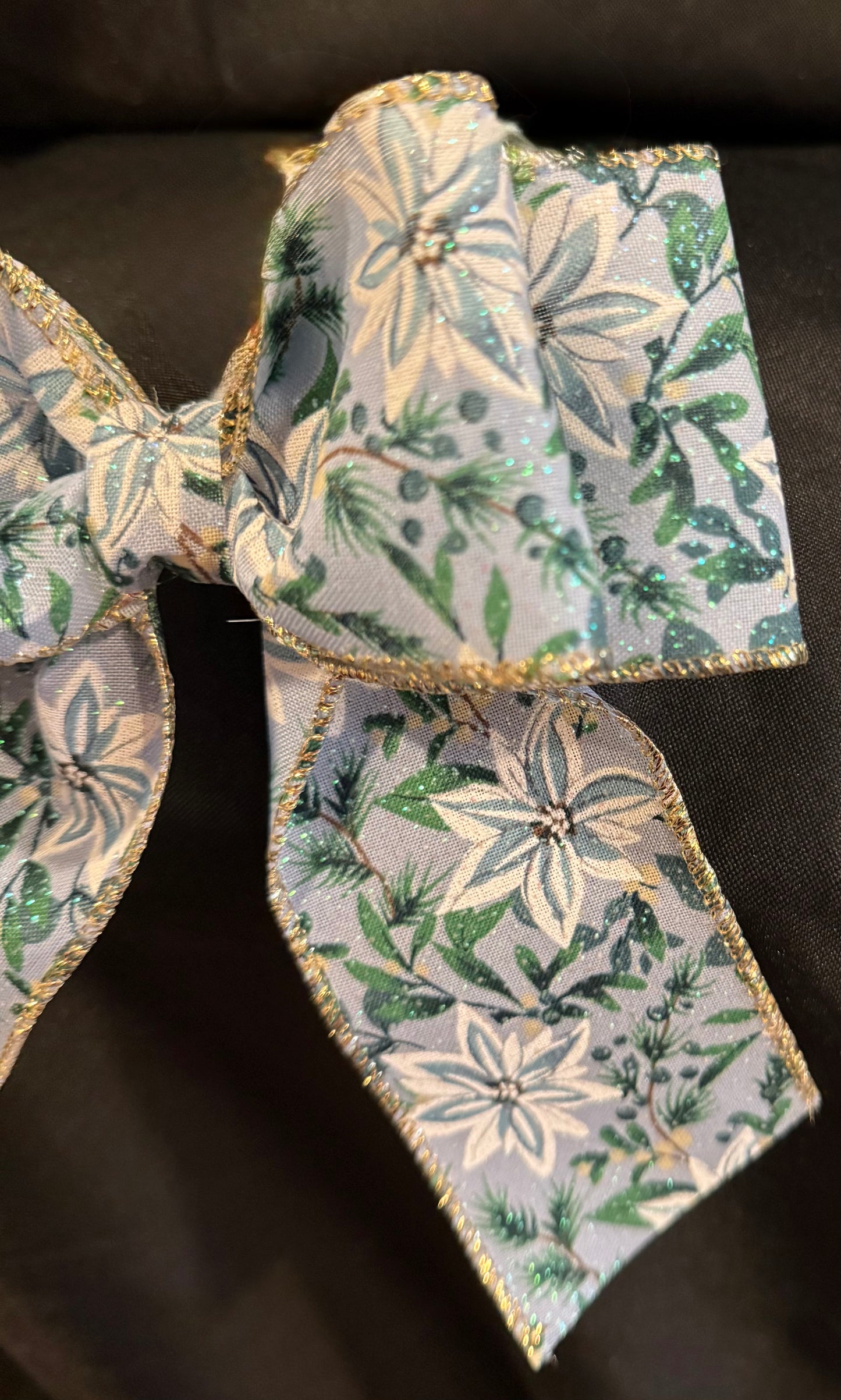 Winter Poinsettia Ribbon Bow with Gold Trim