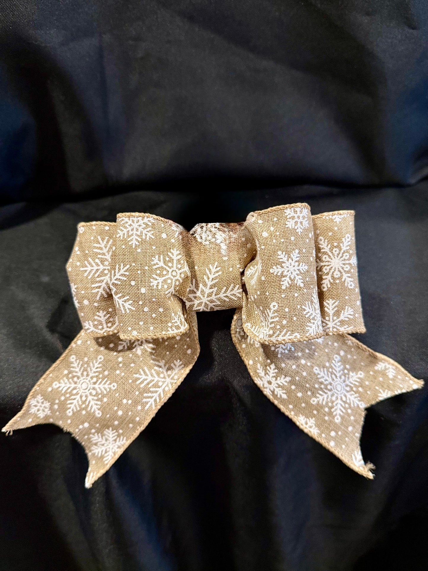 Rustic Snowflake Burlap Bow
