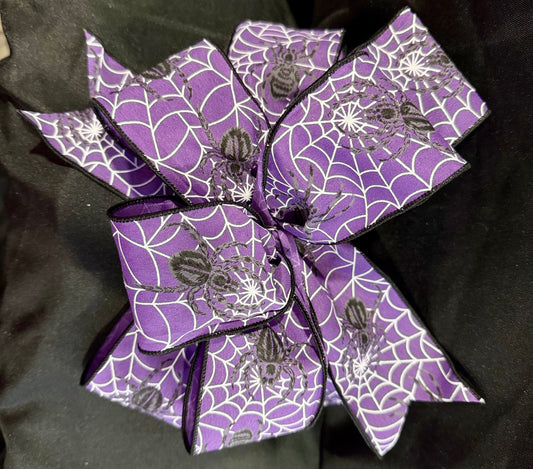 Purple Spiderweb Halloween Bow