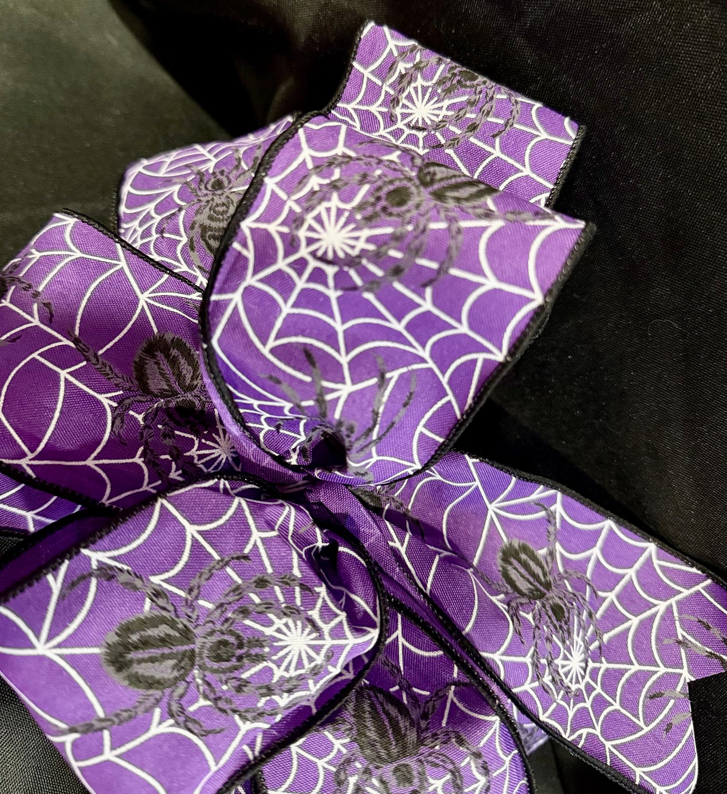 Purple Spiderweb Halloween Bow