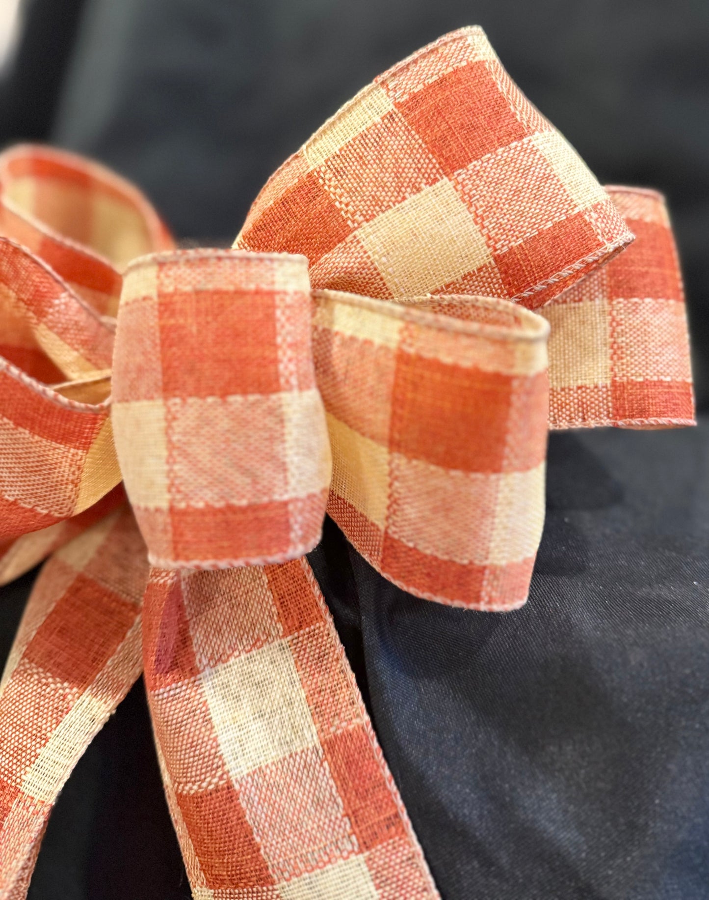 Rustic Gingham Wired Ribbon Bow