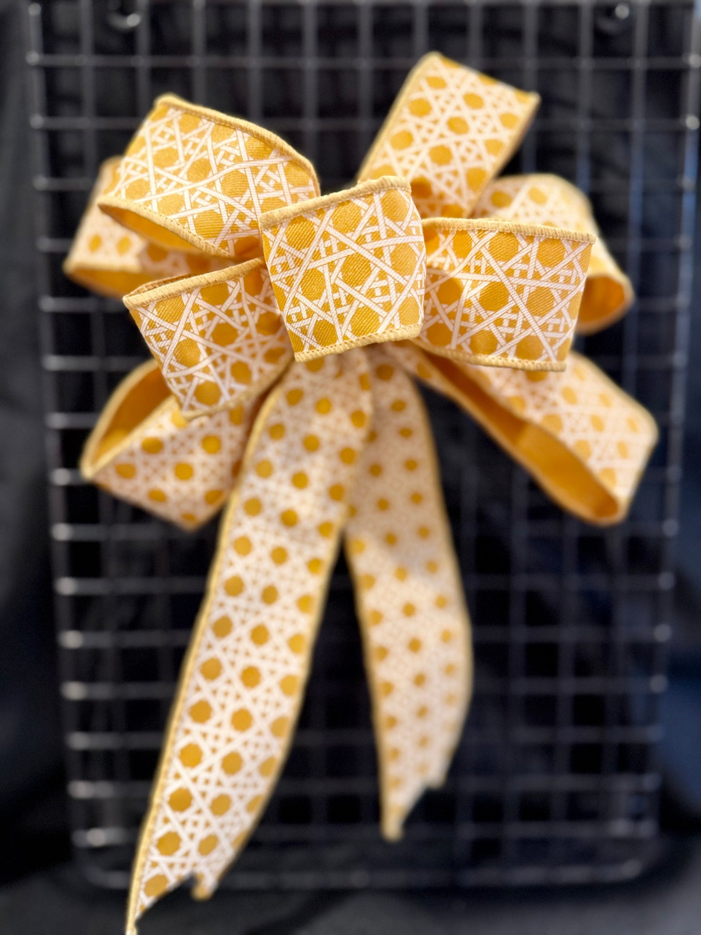 Mustard Yellow Basket Weave Wired Bow