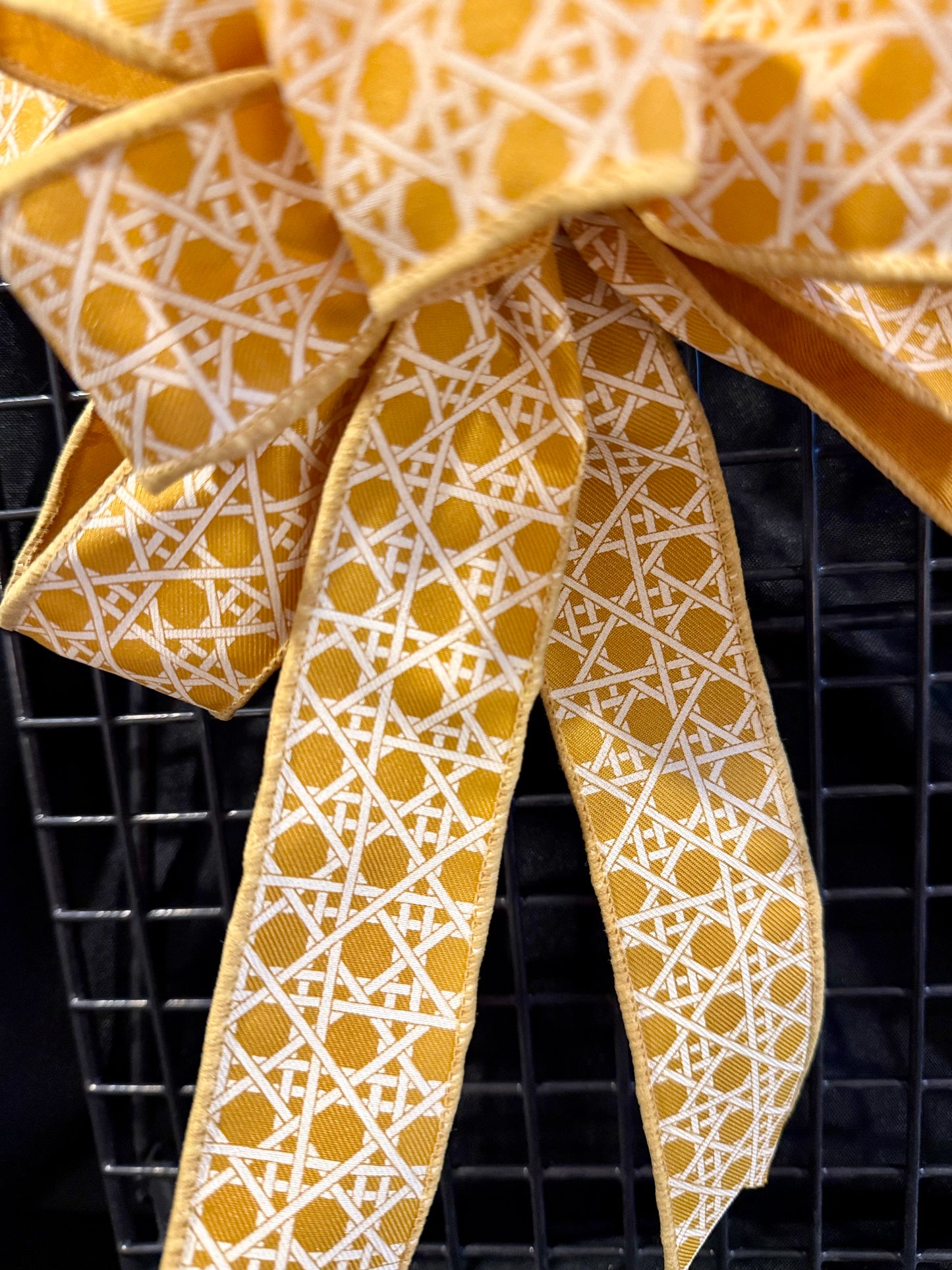 Mustard Yellow Basket Weave Wired Bow