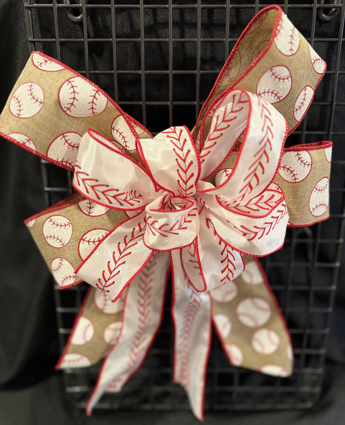 Baseball Fan Burlap & Stitch Ribbon Bow