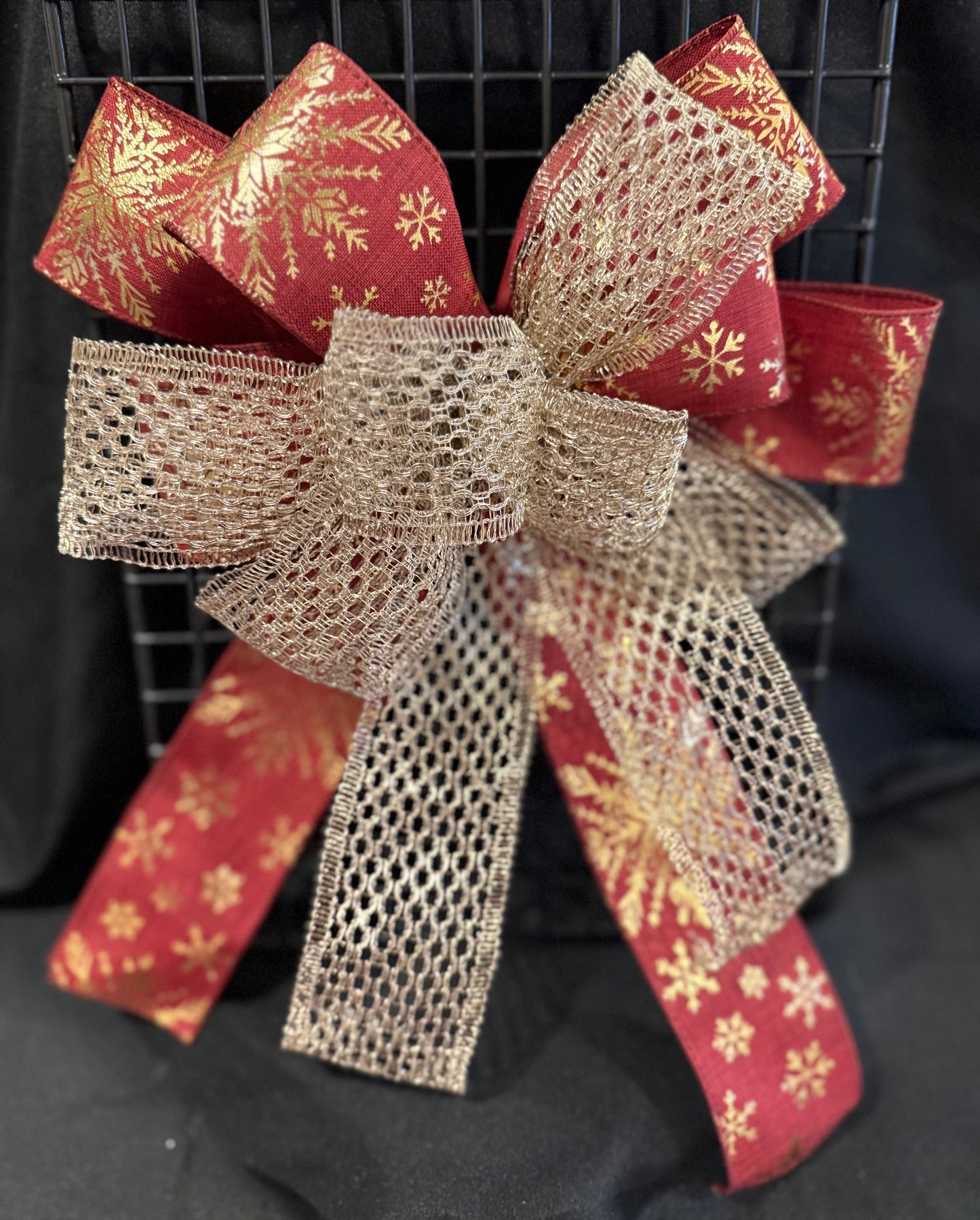 Classic Red & Gold Snowflake Bow