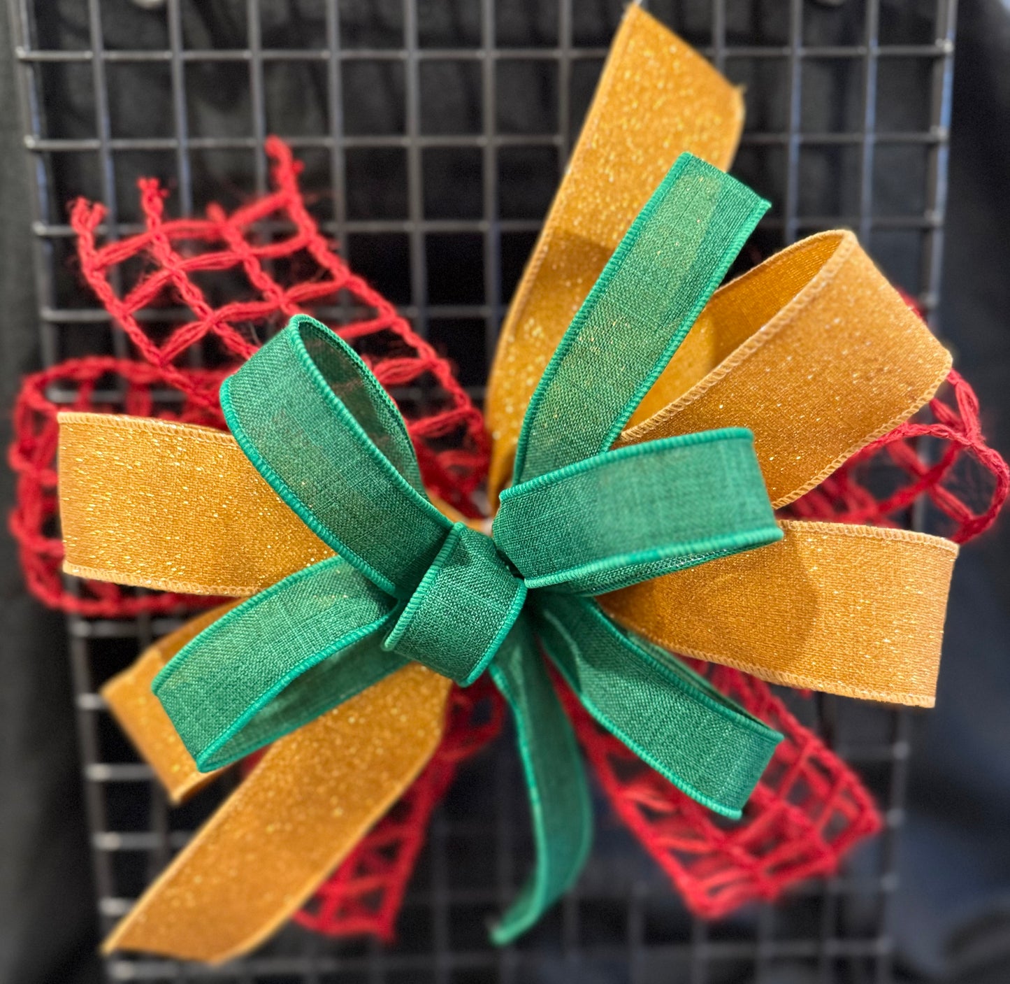 Emerald & Gold Sparkle Holiday Bow