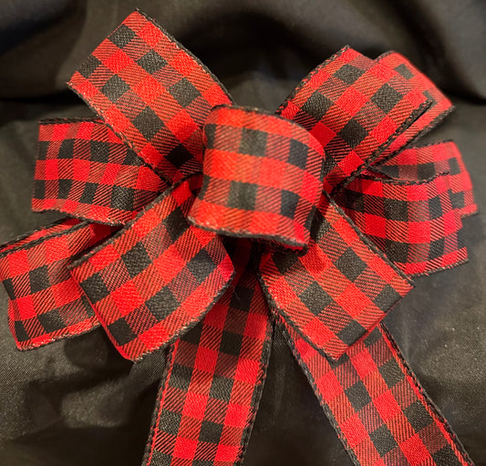 Classic Red & Black Buffalo Plaid Bow