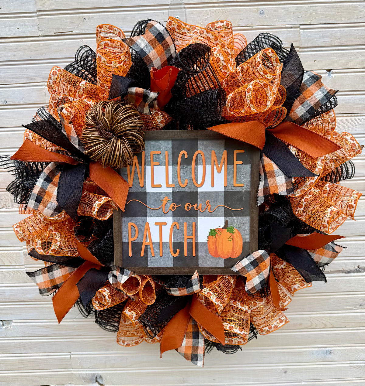Welcome to Our Patch Fall Wreath | Handmade Pumpkin Patch Door Decor