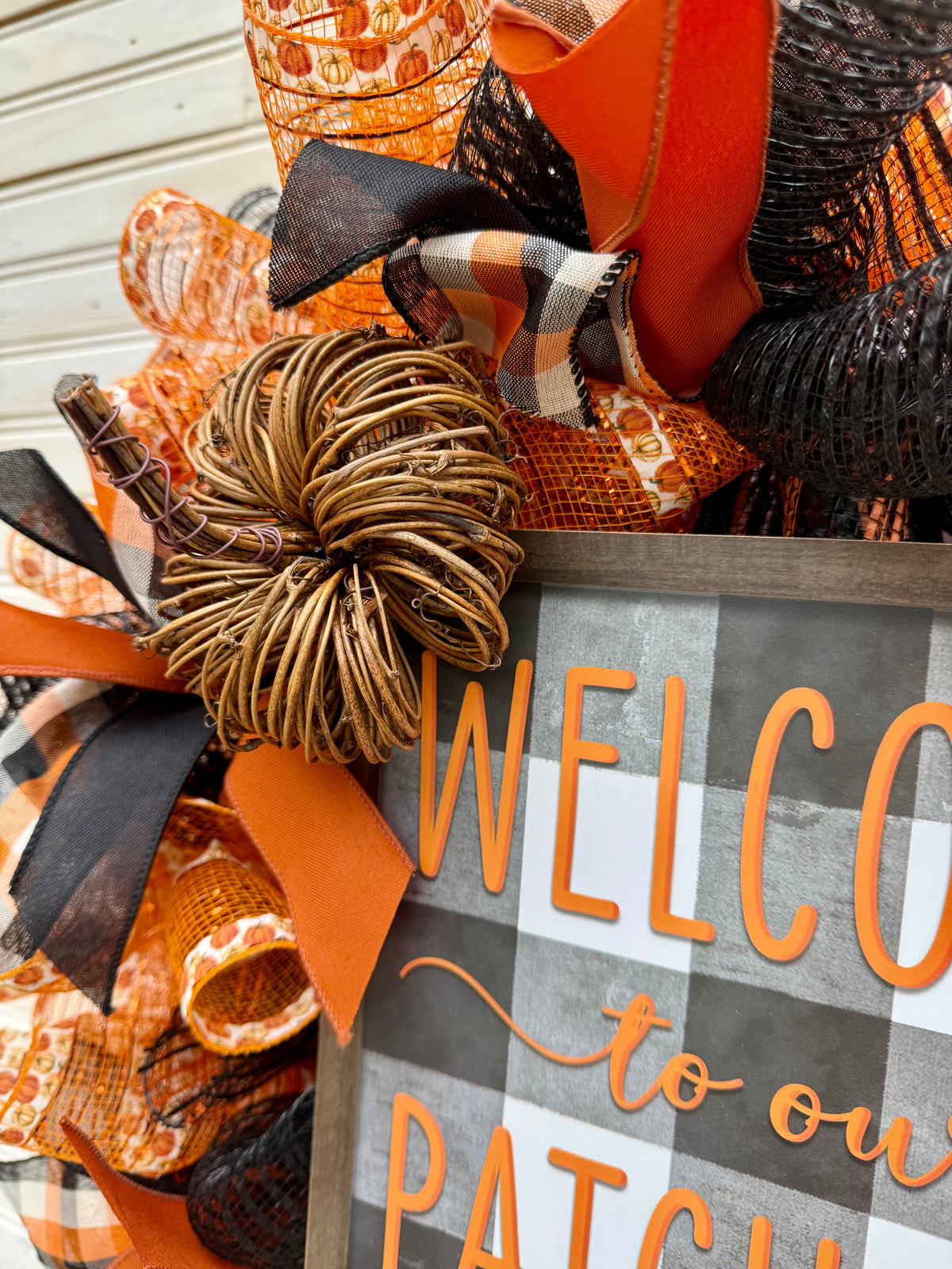 Welcome to Our Patch Fall Wreath | Handmade Pumpkin Patch Door Decor