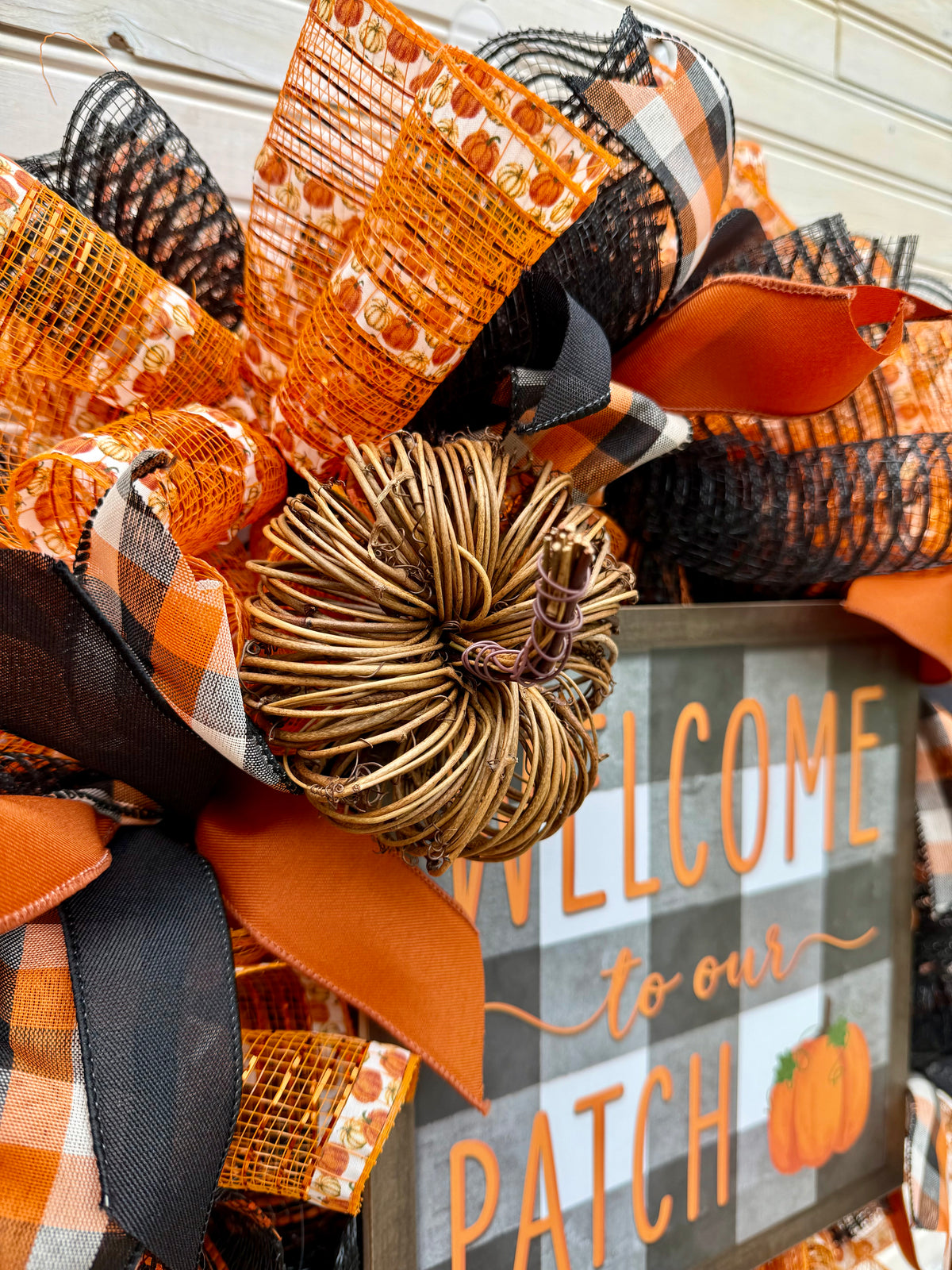 Welcome to Our Patch Fall Wreath | Handmade Pumpkin Patch Door Decor