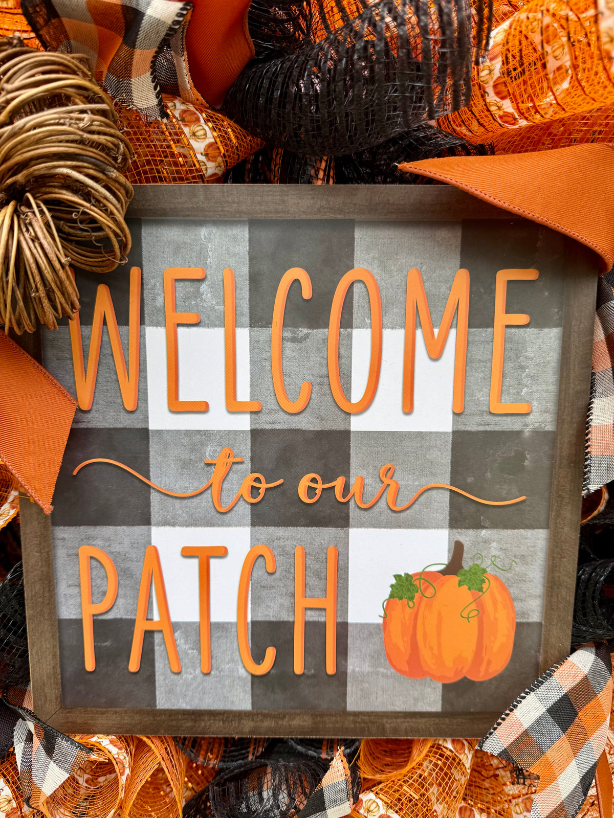 Welcome to Our Patch Fall Wreath | Handmade Pumpkin Patch Door Decor