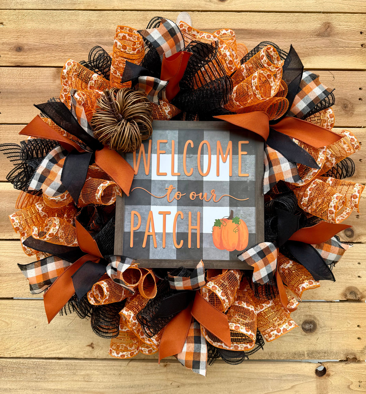 Welcome to Our Patch Fall Wreath | Handmade Pumpkin Patch Door Decor