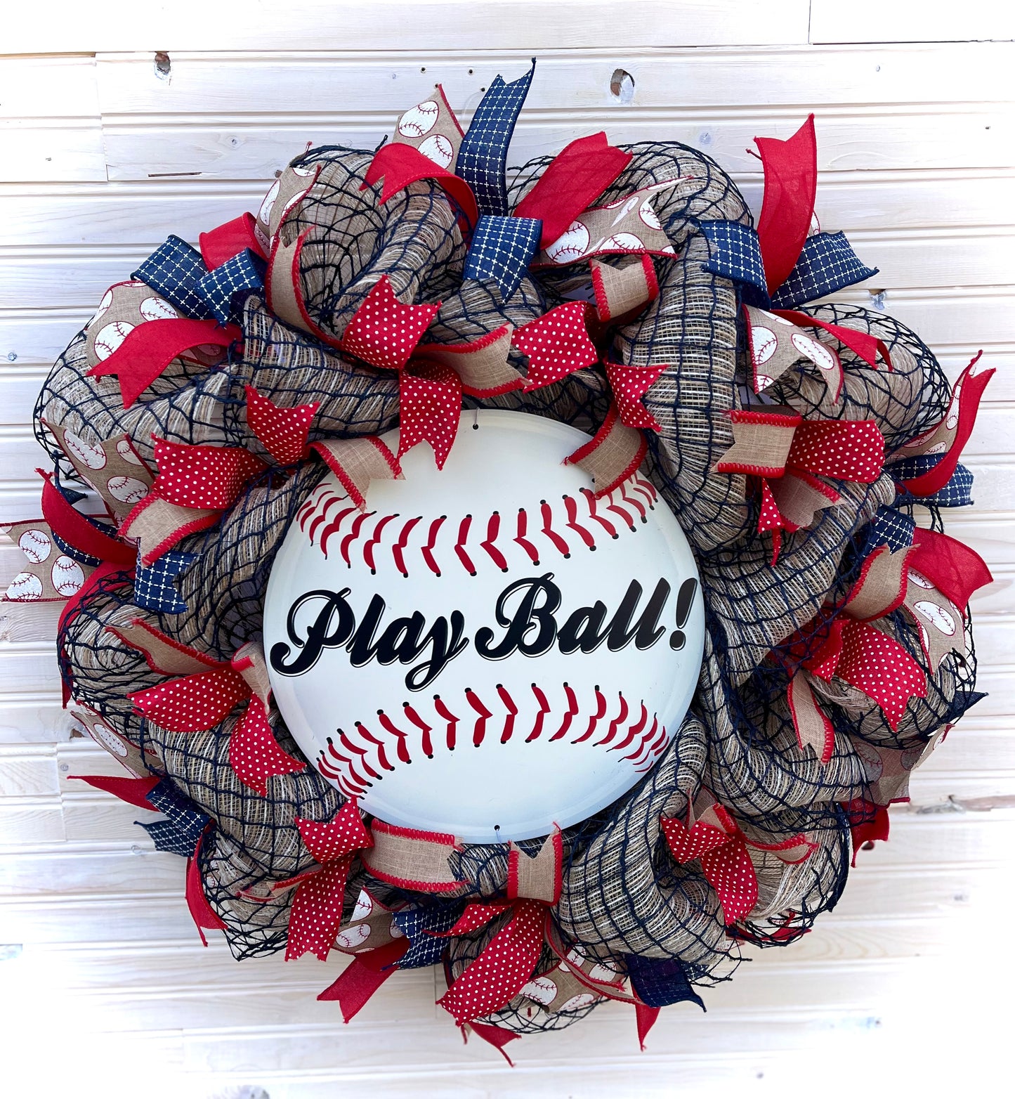 Play Ball! Baseball-Themed Mesh Wreath