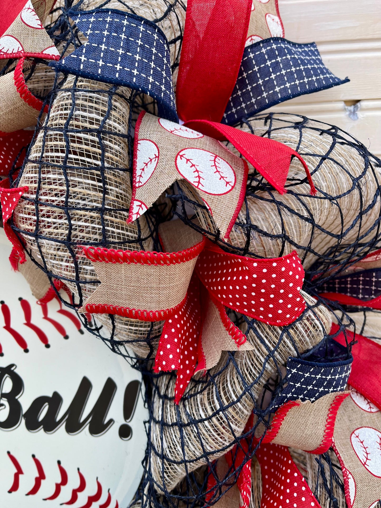 Play Ball! Baseball-Themed Mesh Wreath