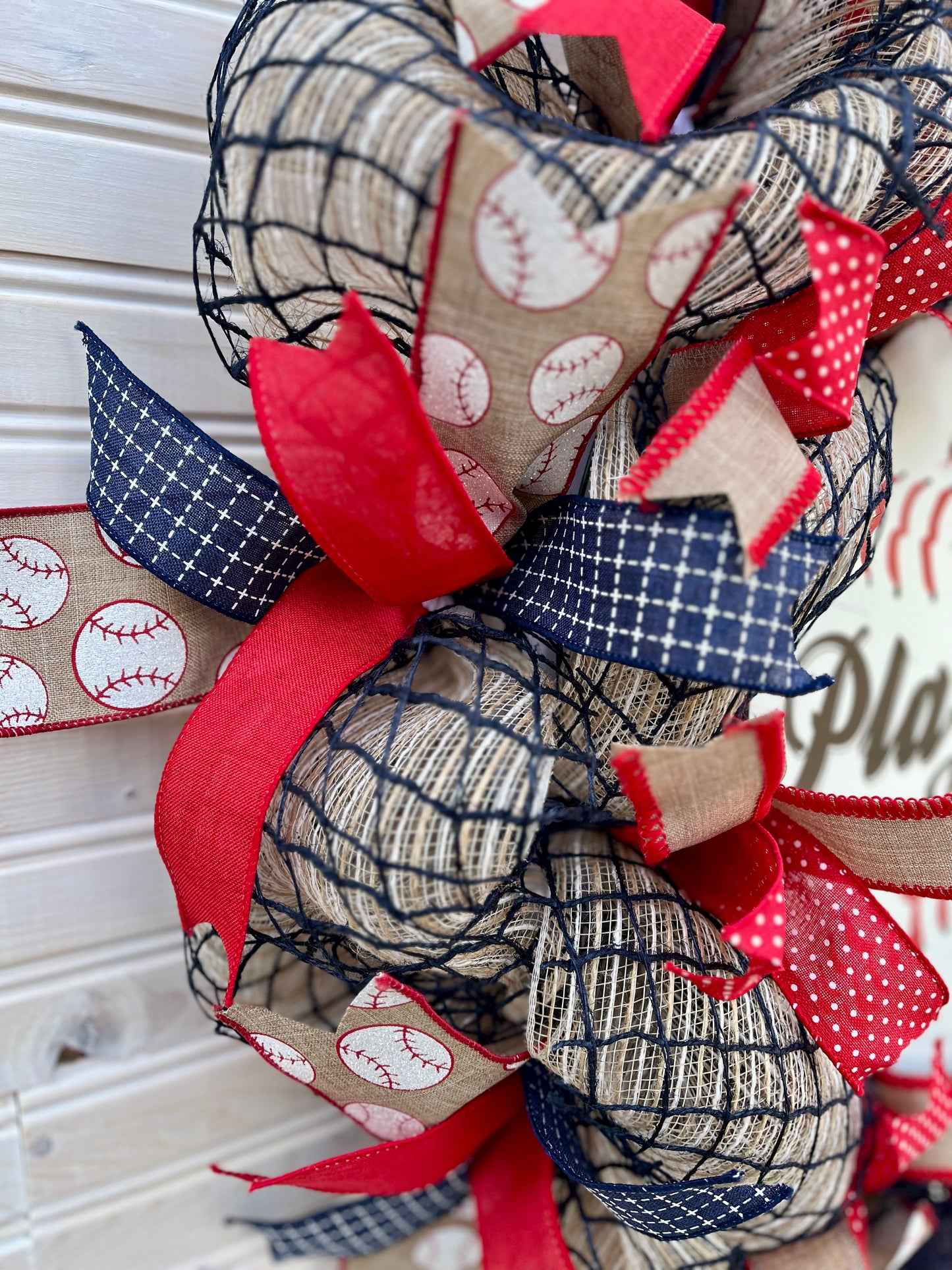 Play Ball! Baseball-Themed Mesh Wreath