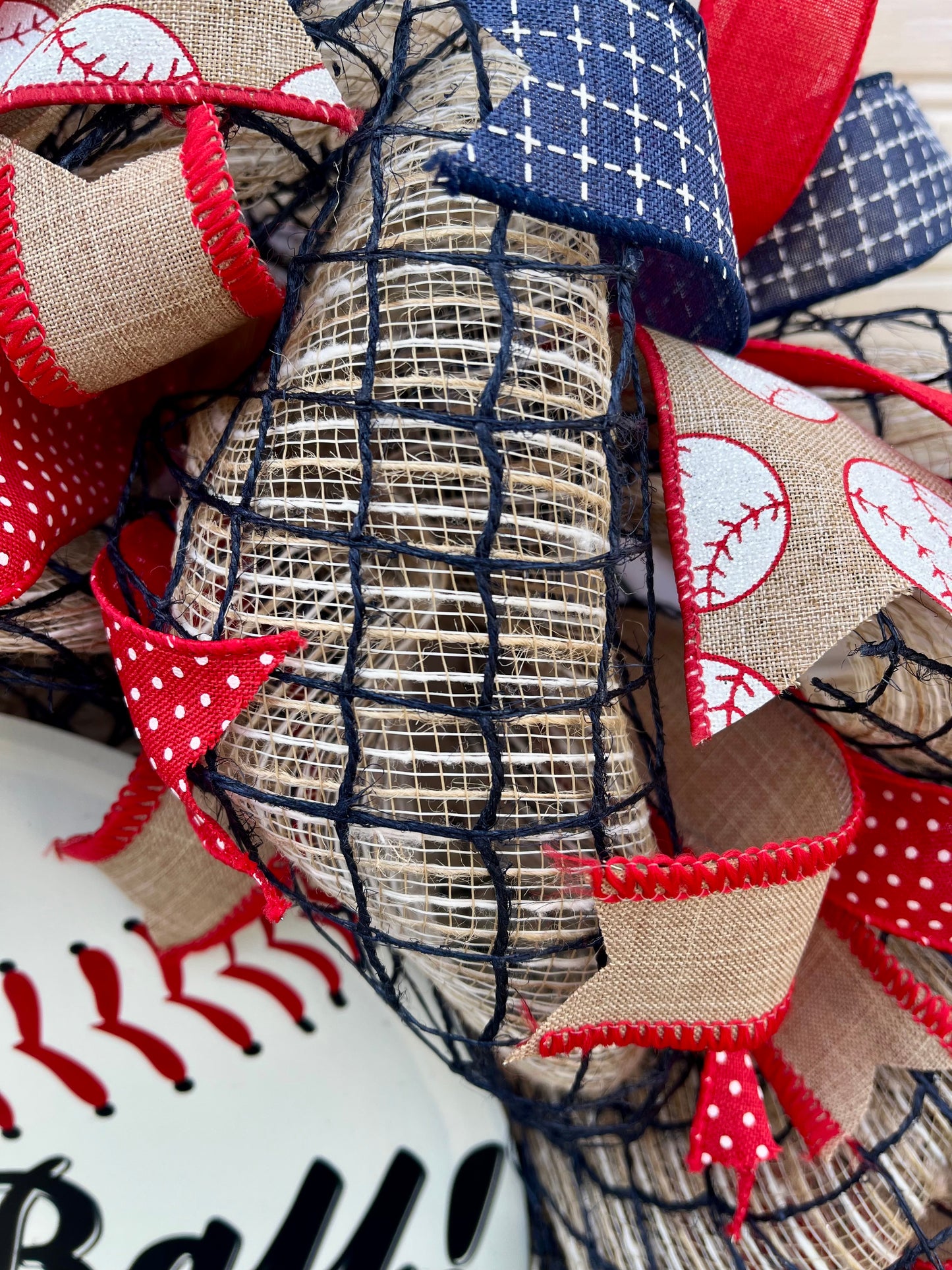 Play Ball! Baseball-Themed Mesh Wreath