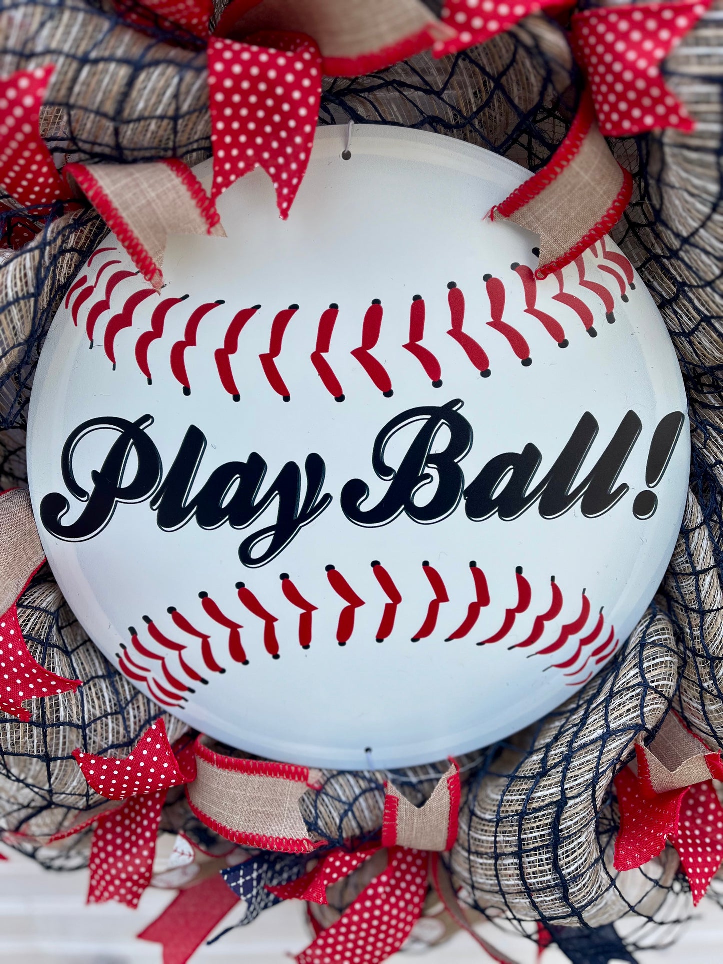 Play Ball! Baseball-Themed Mesh Wreath