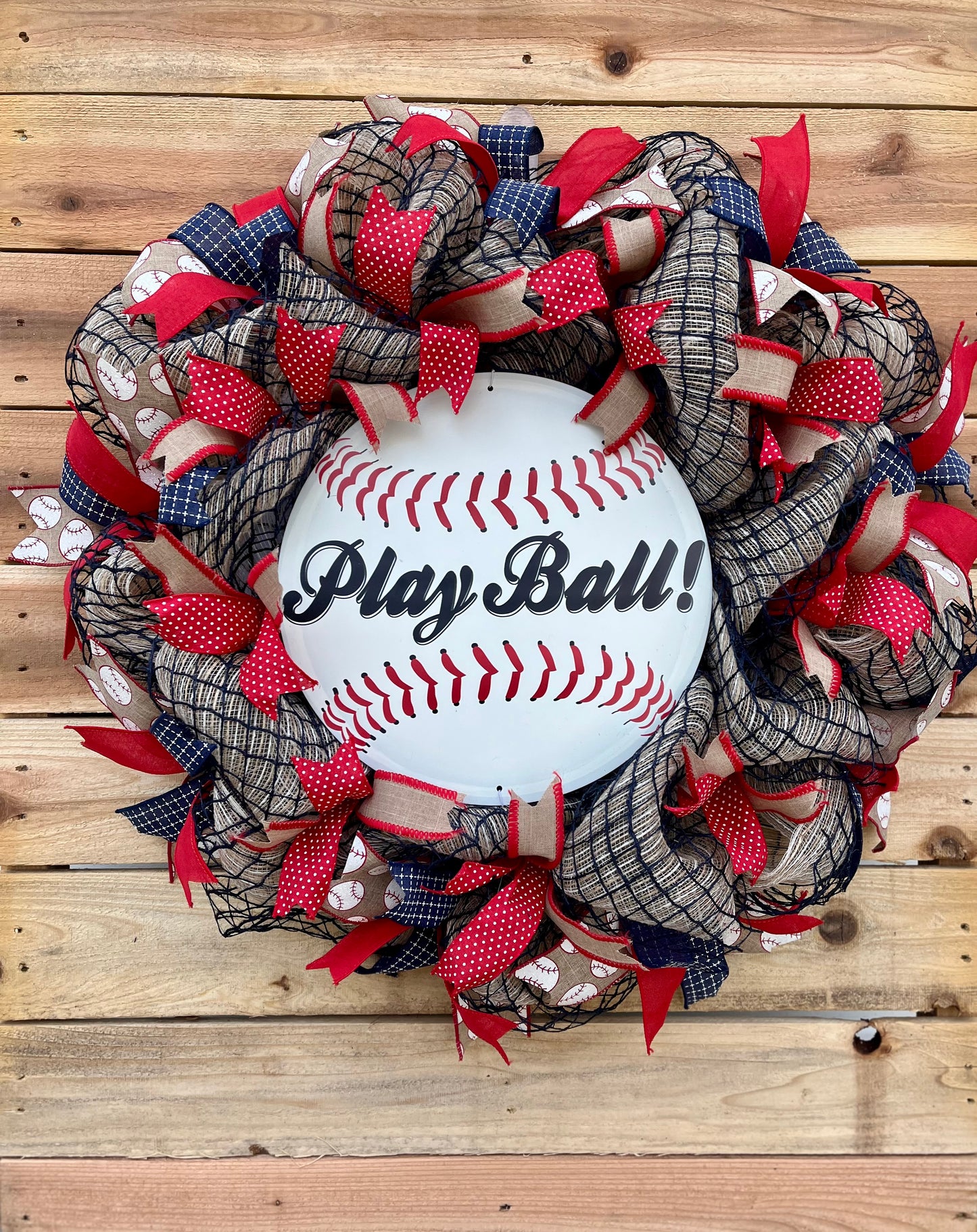 Play Ball! Baseball-Themed Mesh Wreath